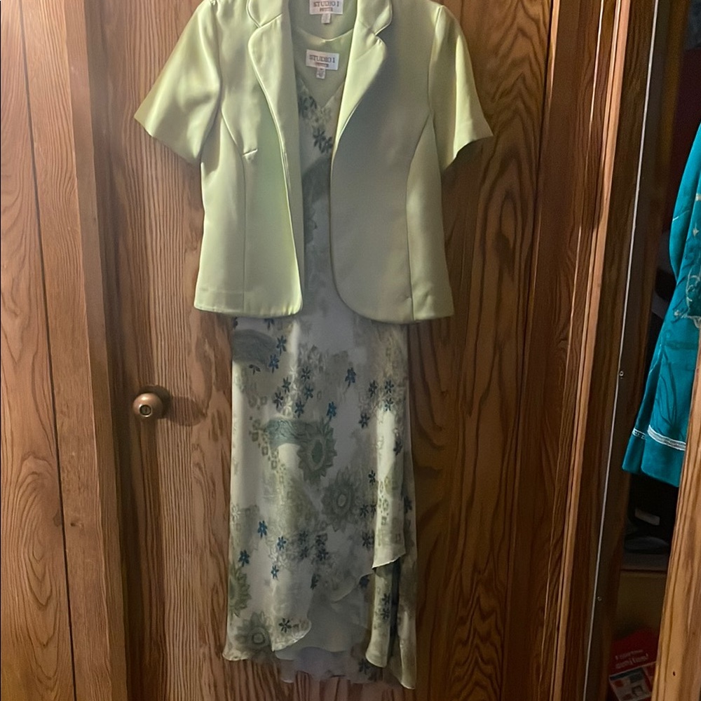 Green Floral Dress with Jacket
